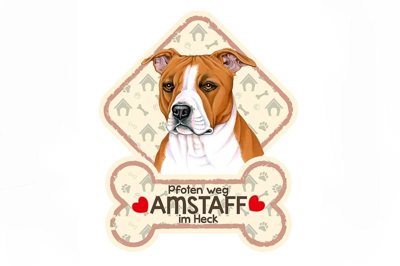 power gift - Amstaff - Farbenfrohes Hundeschild für die Autoscheibe mit Saugnäpfen. 01. von power gift