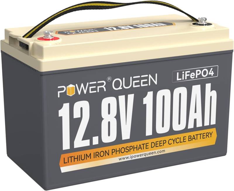 Power Queen 12V 100Ah Lithium LiFePO4 Batterie, gebaut in Smart 100A BMS, Niedrigtemperaturschutz 4000+ Batterie für Wohnmobil, Solar Marine, Off-Grid 1 Pack von power queen