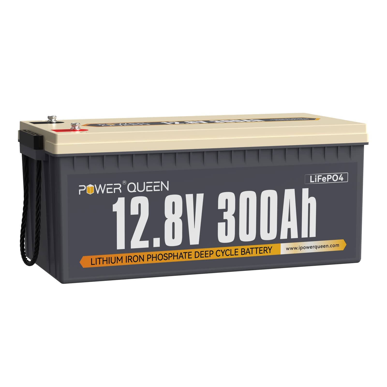 Power Queen 12V 300Ah 3840Wh LiFePO4 Batterie, 200A BMS, Lithium Batterie 2560W Leistung, Max. 15000 Tiefzyklen, 10 Jahre Lebensdauer, Perfekt für Solar, Wohnmobil, Yachten, Off-Grid von power queen