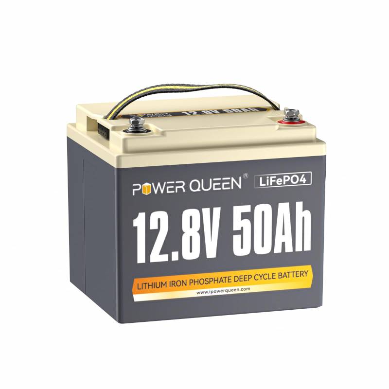 Power Queen 12V 50Ah LiFePO4 Lithium Batterie mit 50A BMS, 640Wh Lithium Akku, Max. 15000 Zyklen, Ersatzbatterien für Blei-Säure-Batterie, weitverbreitet in Solarenergie, Notstrom, Wohnmobile von power queen