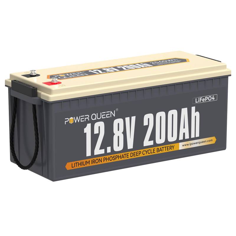 Power Queen 200Ah LiFePO4 12V Batterie, Perfekter Ersatz für Blei-Säure Batterie, 10 Jahre Lebensdauer, 4000-15000 Zyklen, 100A BMS, Klasse-A-Zellen, Perfekt für Wohnmobil, Camping, Solar, Off-Grid von power queen