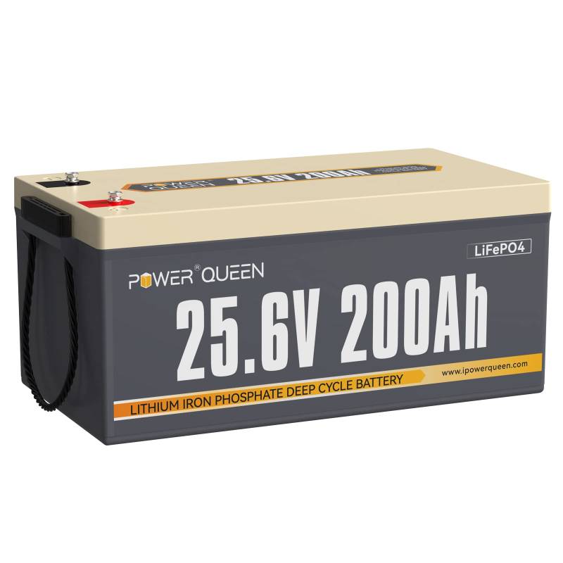 Power Queen 24V 200Ah LiFePO4 Batterie, 200A BMS, Tiefzyklus Lithium Batterie mit 5120Wh Max. Energie & 5120W Max. Leistung, Stromspeiccher Perfekt für Inselanlage, Notstromversorgung, Wohnmobil von power queen