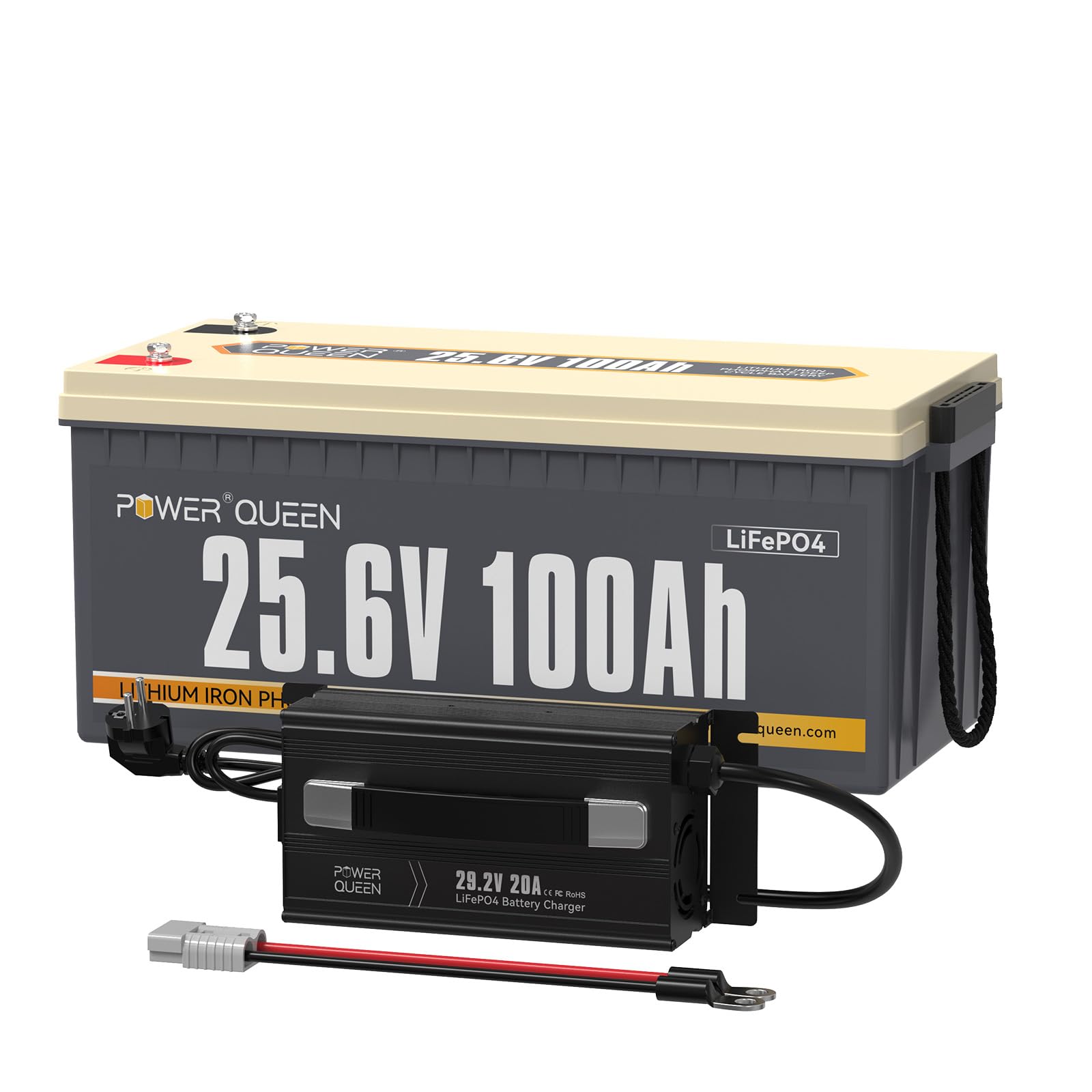 Power Queen 25.6V 100Ah LiFePO4 Batterie Lithium Batterie mit 29.2V 20A LiFePO4 Batterie Kombination Verkauf für Camping Wohnmobil Home Energy Storage Off-Grid System von power queen