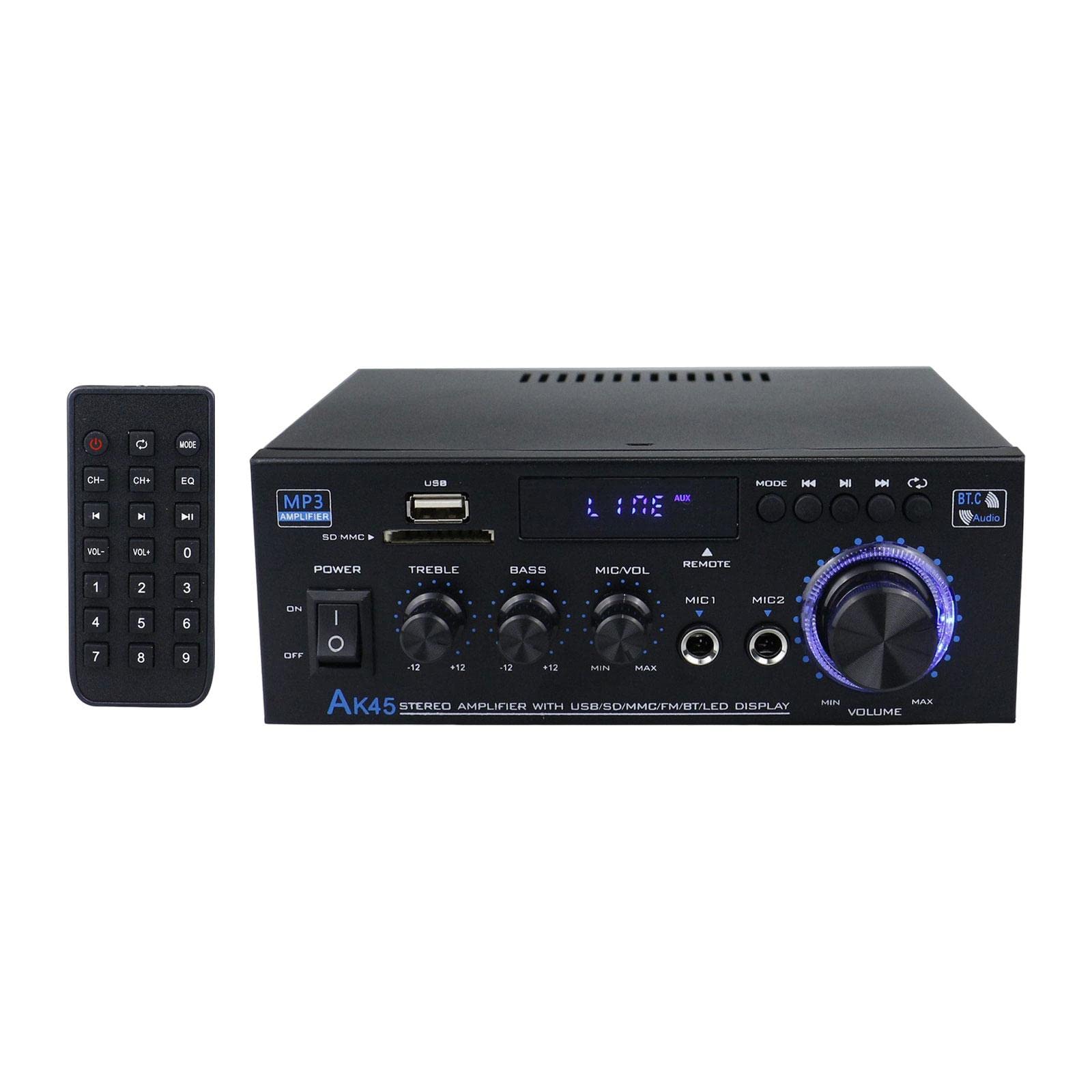 predolo AK45 Audio Leistungsverstärker mit Mikrofon 40 W X 2 HiFi Audioverstärker von predolo