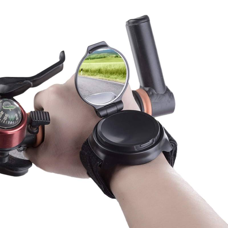 Fahrradspiegel Rückspiegel Für Radfahrer, 360 ° Verstellbar,Motorrad Lenker Reflektor Armband Für Das Handgelenk, Sicherheit Handgelenk Spiegel Für Pendler Und Kinder, Geschenk Gadget von Pomrone