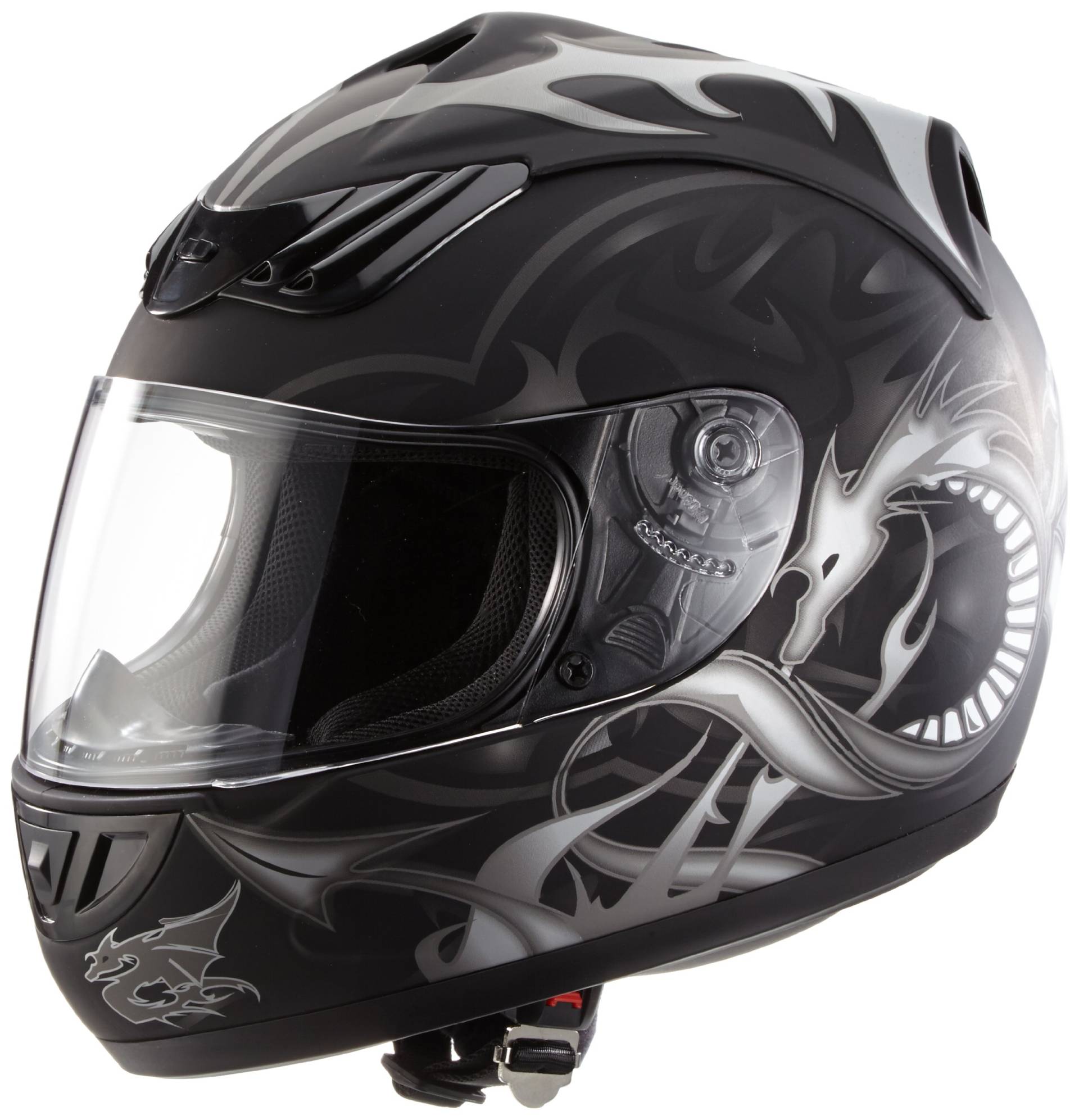 Protectwear H510-11SW-S Motorradhelm, Integralhelm mit Drachendesign, Größe S, Schwarz/Silber von protectWEAR