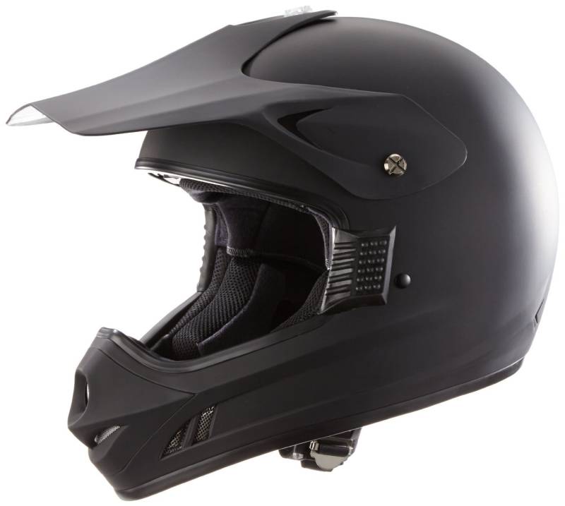 protectWEAR Motorradhelm Motocrosshelm Endurohelm einfarbig matt schwarz von protectWEAR