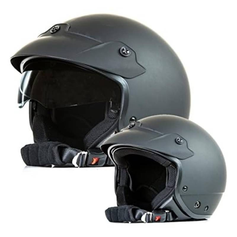 protectWEAR Jethelm Motorradhelm mit integrierten Sonnenvisier und Schild H740 - S von protectWEAR