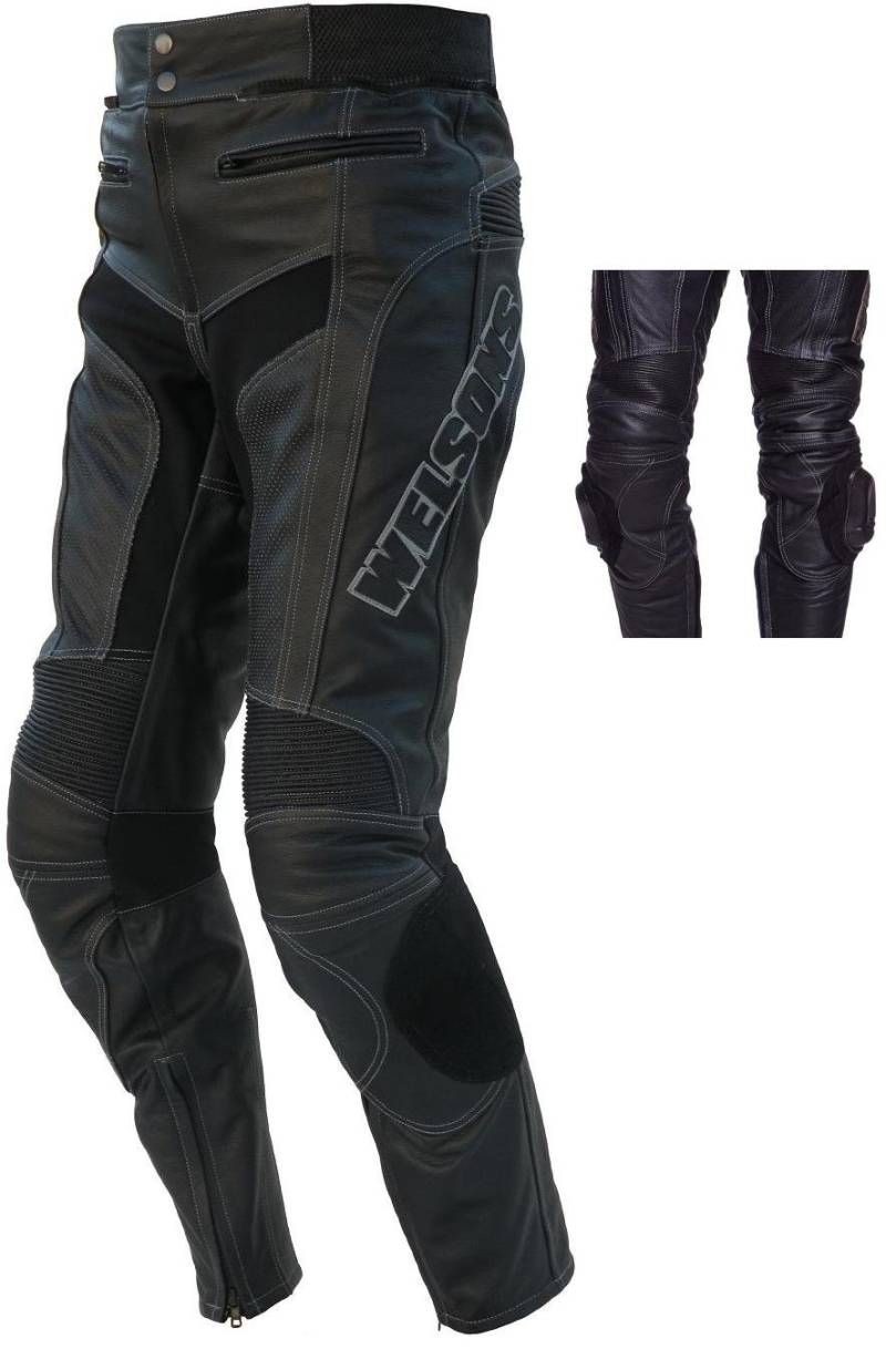 Protectwear Motorrad Lederhose, Schwarz, 58 von protectWEAR