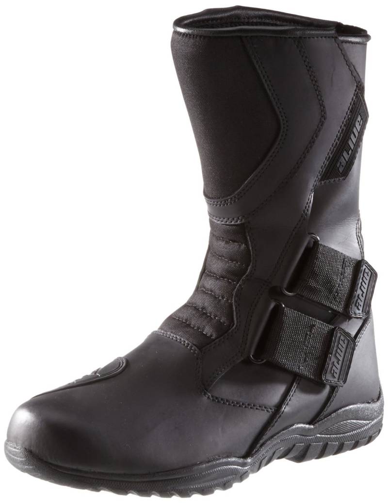 Protectwear Motorradstiefel, Tourenstiefel, Allroundstiefel aus schwarzem Leder mit Klettverschluss, Schwarz, 44 von protectWEAR