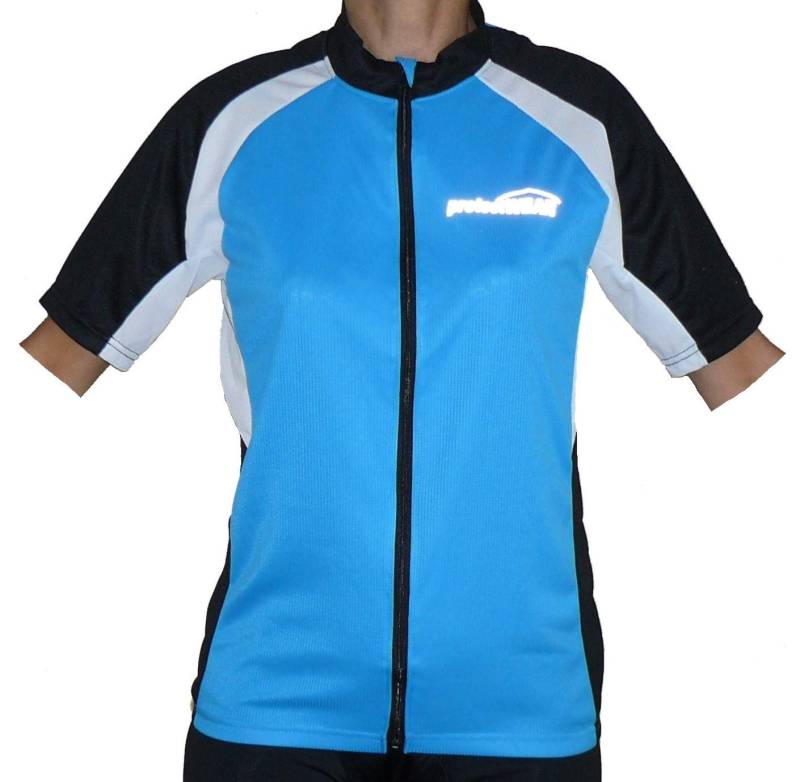 Protectwear Fahrradtrikot, Fahrradshirt, Kurzarm, Blau/Schwarz/Weiß, M von Protectwear