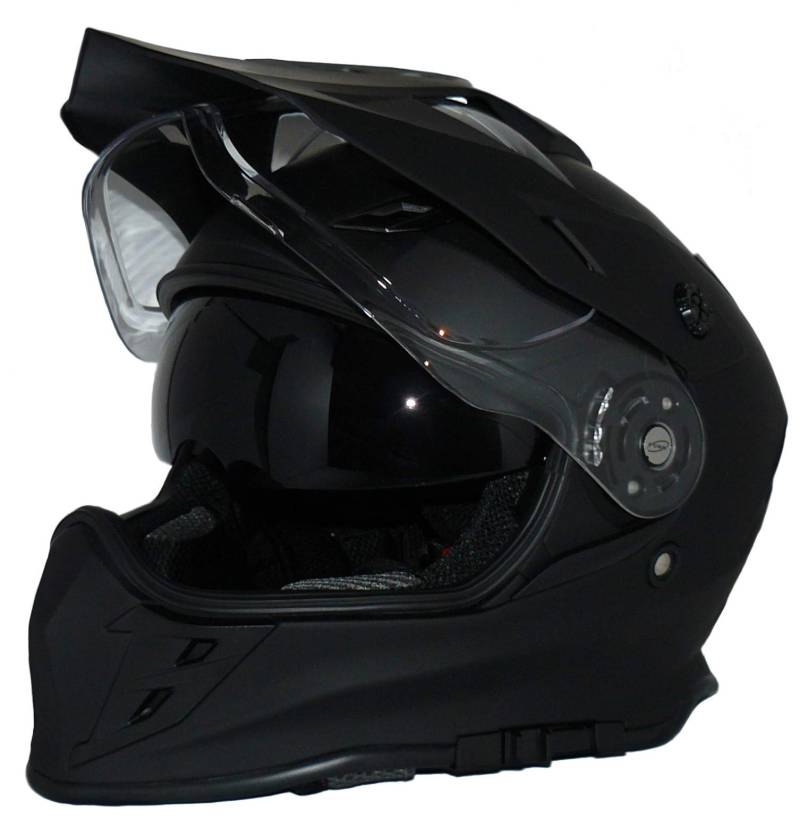 protectWEAR Crosshelm Endurohelm Motorradhelm mit integrierter Sonnenblende und Visier V331-SM-M, Schwarz von Protectwear