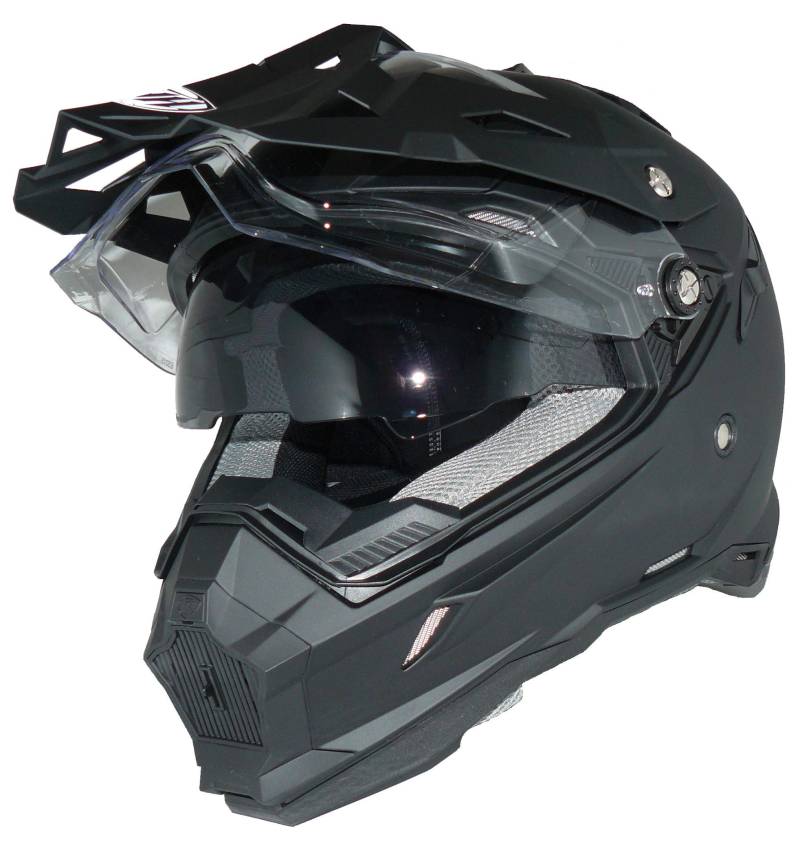 protectWEAR Endurohelm Crosshelm mit Sonnenblende, Visier und Schild THH-TX28-XS, schwarz von protectWEAR