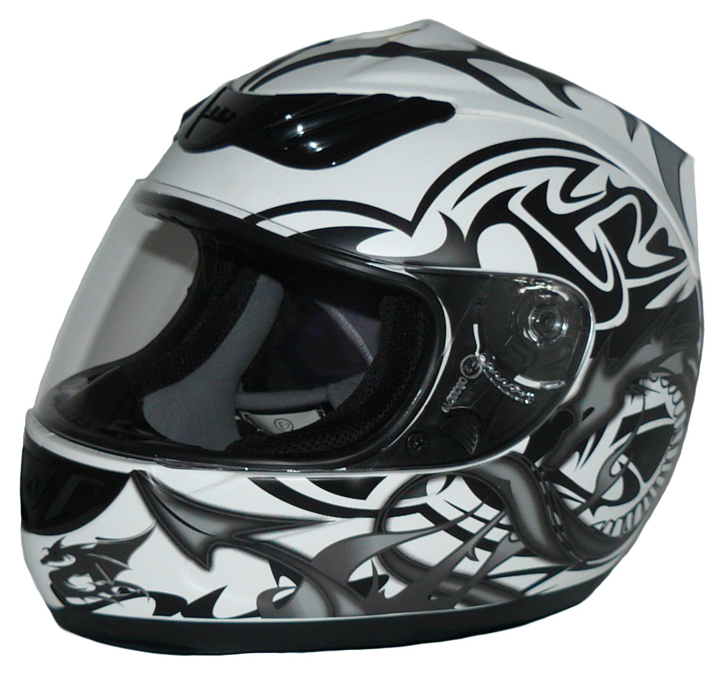 Protectwear Motorradhelm, Integralhelm, Drachendesign (Grau/Weiß), L, H510-11-WG-L von protectWEAR