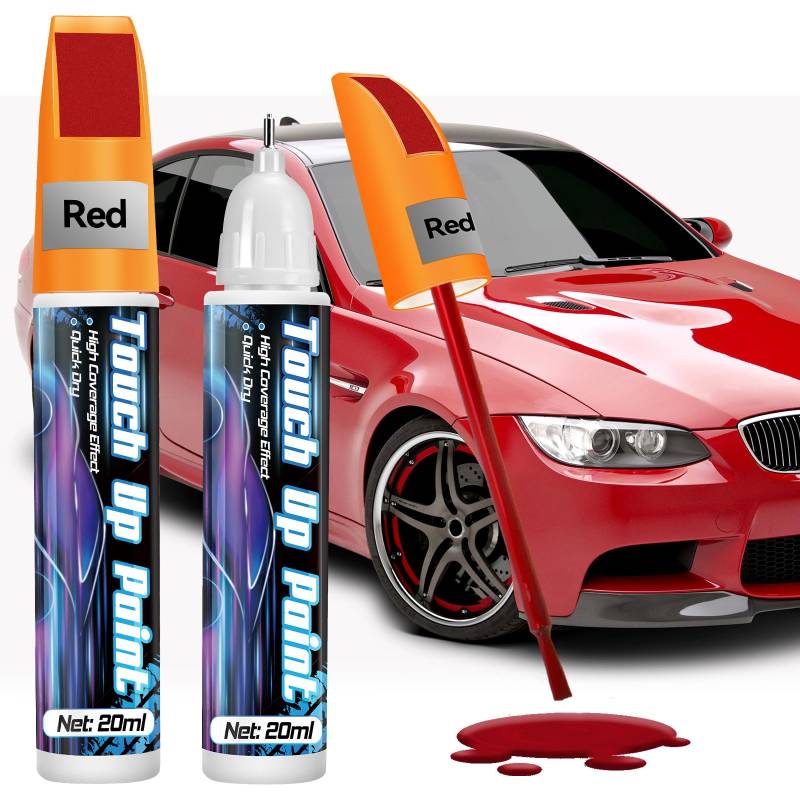 prowithlin Lackstift Auto 2 Stück - Professioneller Lackstift für Auto Kratzer - Schnelltrocknend und Präzise Reparatur - Auto Lack Reparatur Stift, 40ml (2 Stück, Rot) von prowithlin