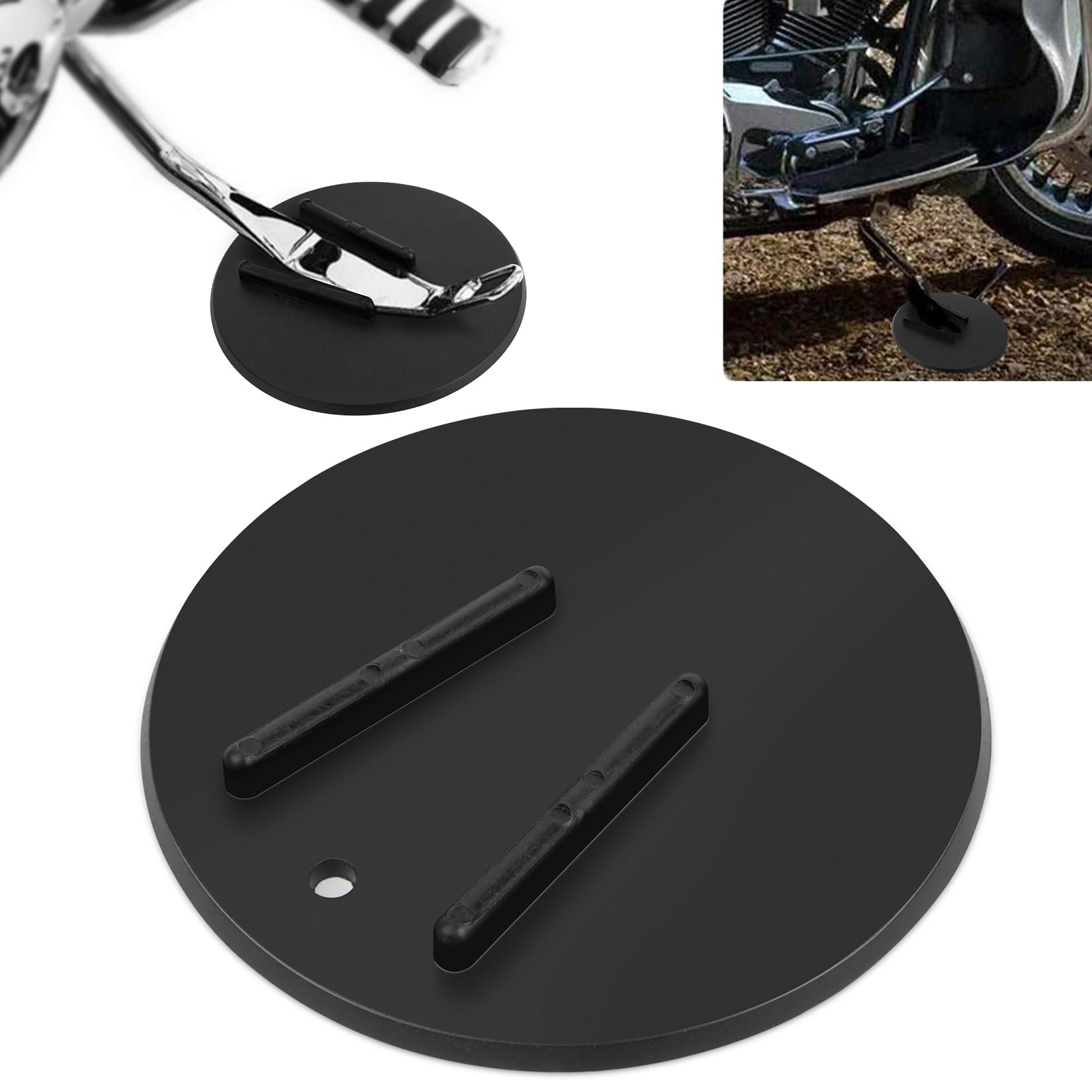 Kickstand Pad Parken Jiffy Stand für Harley Und Die Meisten Motorräder, PSLER Support Kickstand Platte Motorrad Dirt Bike Zubehör Hilft beim Parken Ihres Motorrads Auf Heißem Pflaster Weichem Boden von psler