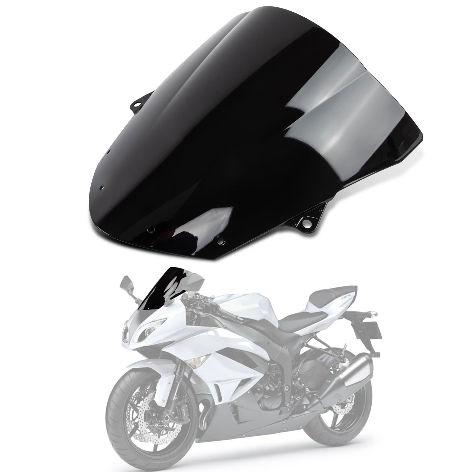 Motorrad Windschutzscheibe Shield Wind Screen Windschutzscheibe für Kawasaki Ninja ZX10R 2008-2010 ZX6R 2009-2016 (Transparente) von psler