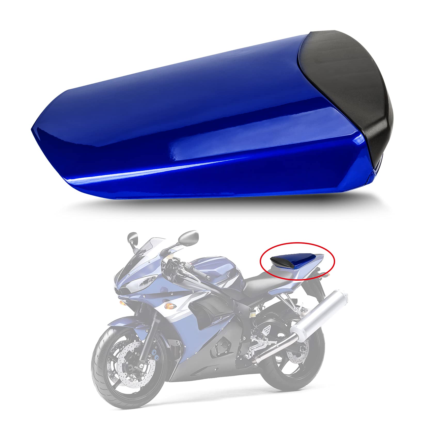 Sitzkappe Rücksitzbezug Verkleidung für Yamaha YZF R6 2003-2005, PSLER Rücksitzabdeckung Soziusabdeckung Heckspoilerschutz(Blau) von psler