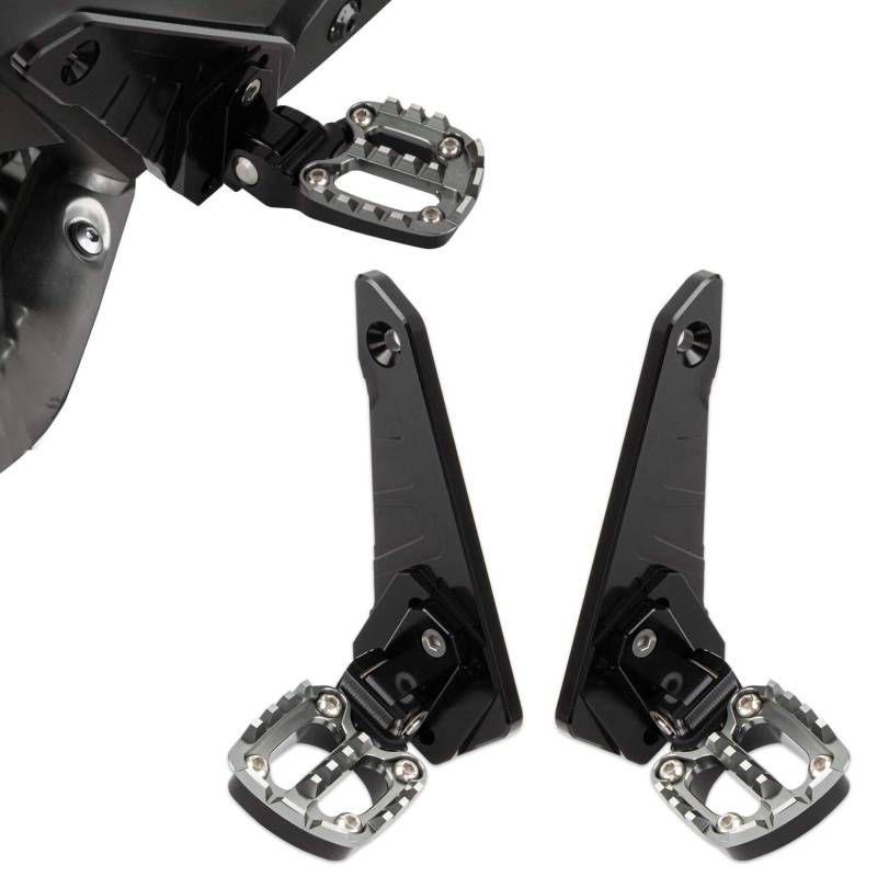 Fußrasten hinten klappbare Fußrasten, PSLER Fußpedal Beifahrer Hinten Sets Motorrad CNC Aluminium für X-ADV 750 Forza 750 NC 750 2021 2022 2023 2024, Kann um 90 Grad gefaltet werden (Schwarz-Titan) von psler