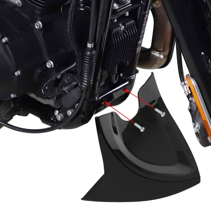 Kotflügel Vorne Spoiler für Harley Davidson Fatboy Softail Touring Glide Dyna 2004-2017, PSLER Boden Luft Damm Kinn Verkleidung Zubehör für Motorradumbauten(Helles Schwarz) von psler