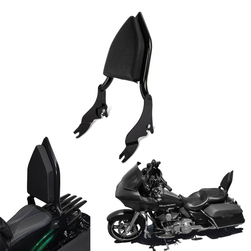 Motorrad Abnehmbare Sissybar Rückenlehne Beifahrer Zweck Sitz Rückenlehne Kissen Verstellbar Klappbar Abnehmbar für Touring Street Glide Electra Glide Road Glide Road King 2009-2023 von psler