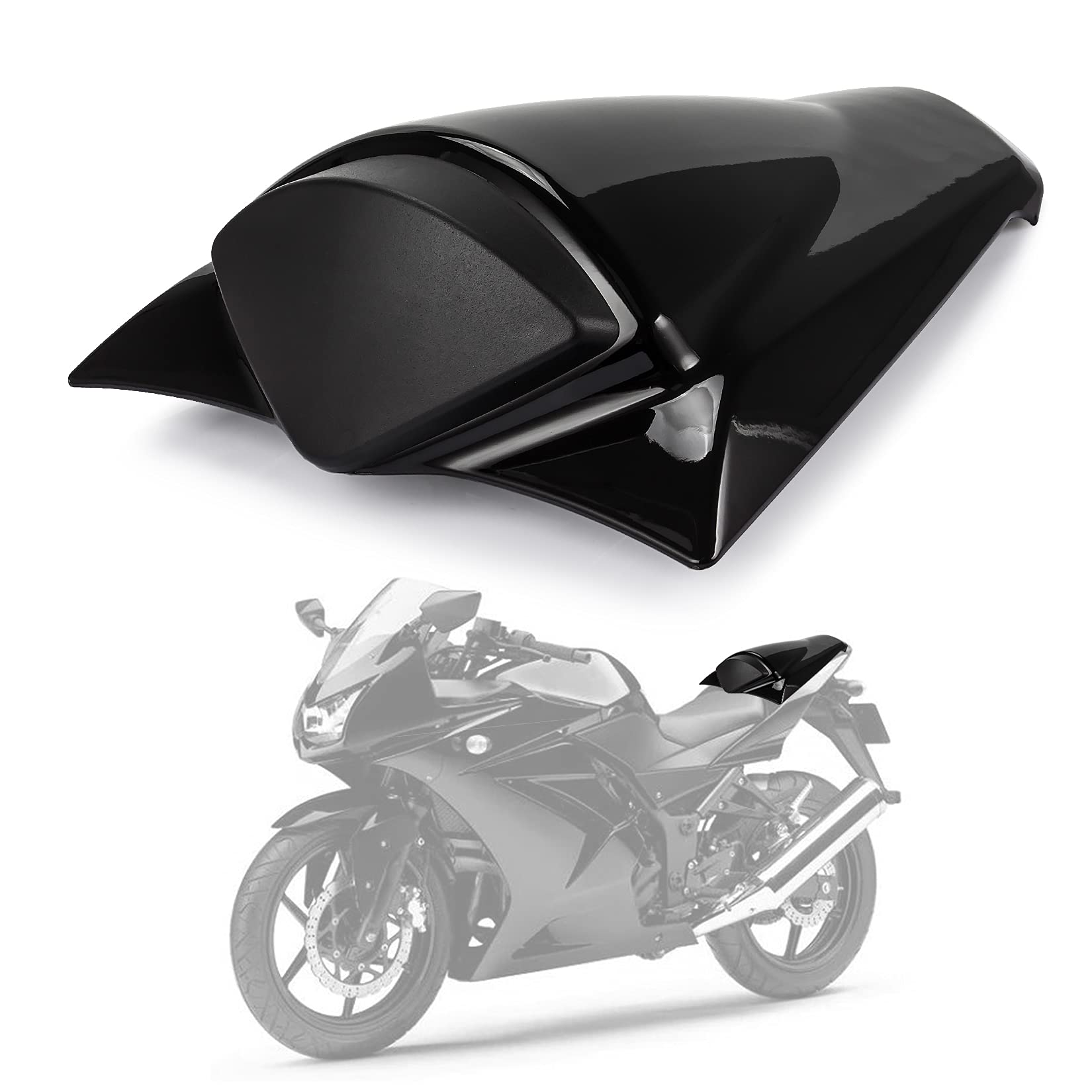 Motorrad Passagier Hinten Beifahrer Sitz Motor Verkleidung Hard Cover für Kawasaki Ninja 250R EX250 2008-2011 (Schwarz) von psler