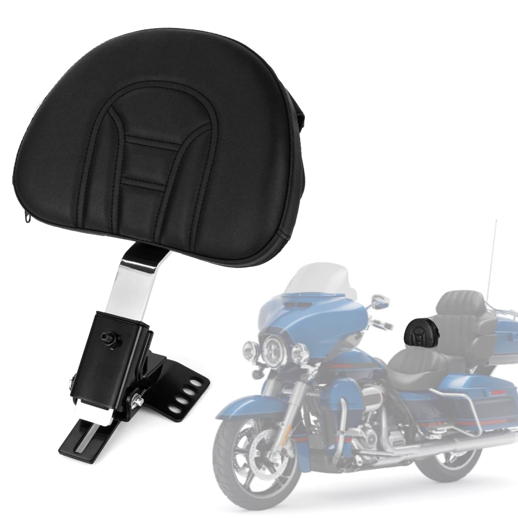 PSLER Plugin Fahrer Rückenlehne Für Touring Modelle 1997-2022, Verstellbares Fahrer-Rückenlehnen Polster Sissy Bar Mit Einer Geschlitzten Basis(Chome) von psler