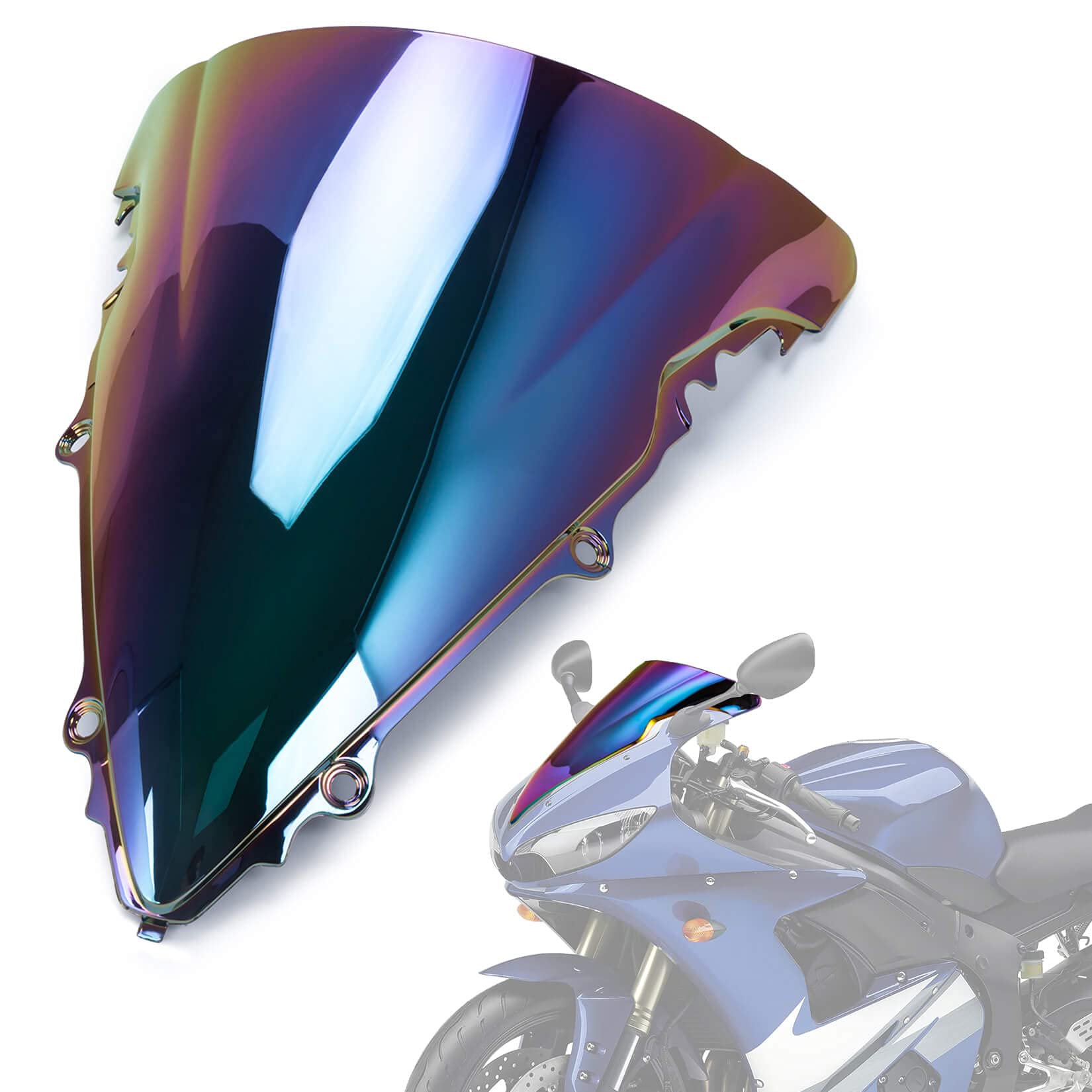 Motorrad Windschutzscheibe Shield Wind Screen Windschutzscheibe für Yamaha YZF R6 2006-2007 （Schwarz） von psler