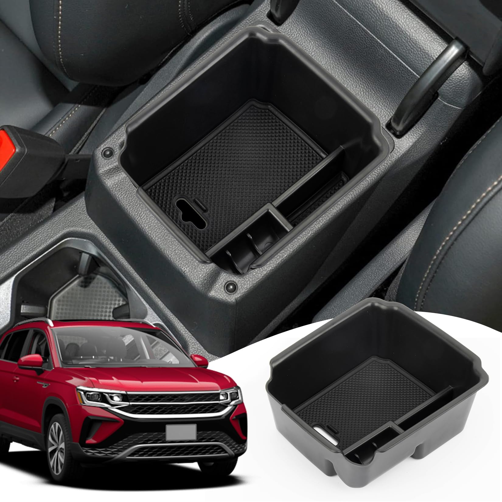 PSLER Auto Mittelkonsole Armlehne Sekundäres Organizer Tablett für VW Tiguan MK2 Limited Trendline Allspace Facelift Taos Comfortline SEL Seat Tarraco, Auto-Multifunktions-Staufach Organizer Zubehör von psler