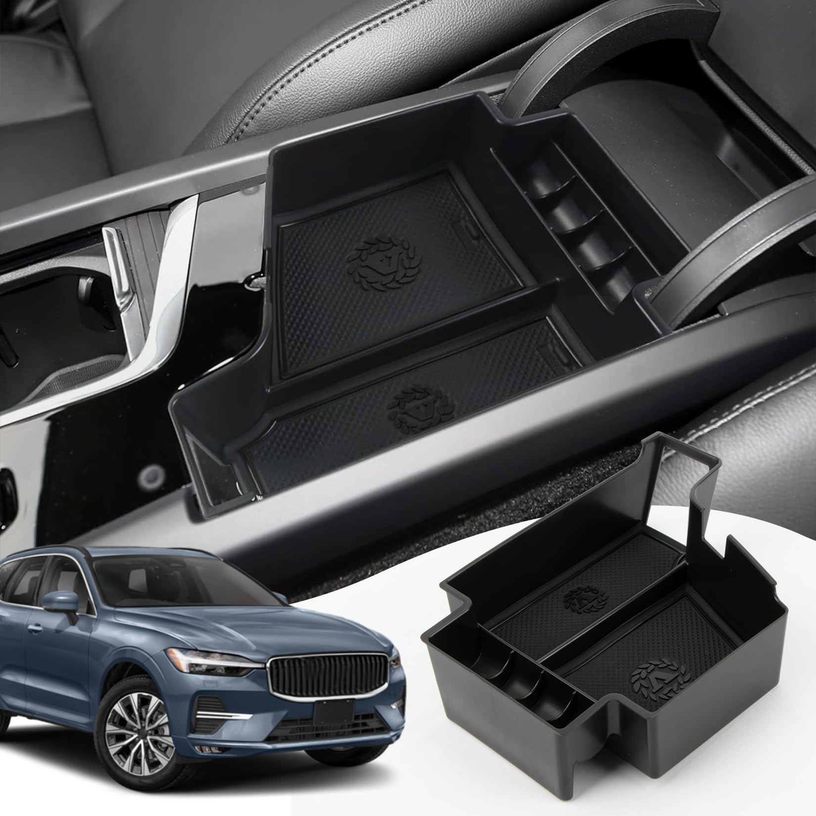 PSLER Auto Mittelkonsole Armlehne Sekundäres Organizer Tablett für XC60 XC90 V60 S60 V90 S90 2017-2025, Auto-Multifunktions-Staufach Organizer Innenraum Zubehör(Schwarz) von psler