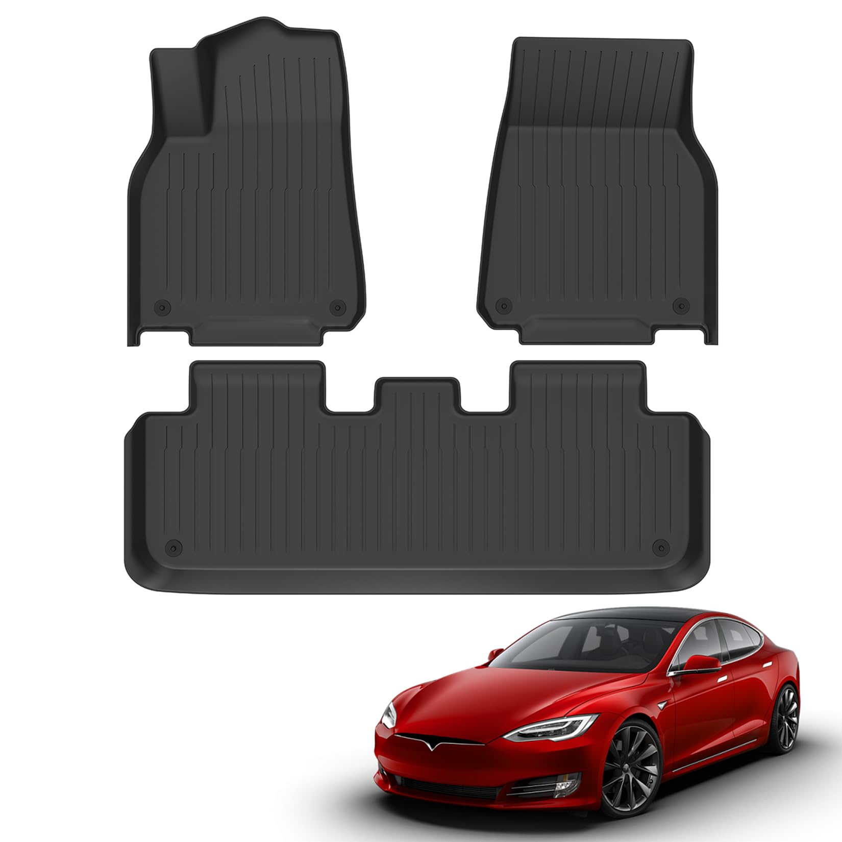 PSLER Fußmatten für Tesla Model Y 2021-2023 Custom Fit Fußmatten für Tesla Model Y Zubehör All Weather Front Rear Row Full Set Fußmatten von psler