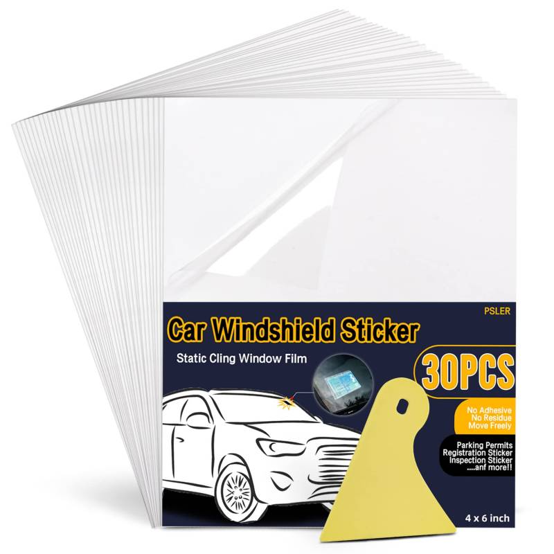 PSLER Windschutzscheiben-Applikator Transparente Fensterfolie Autoaufkleberhalter Statisch Haftende Fensterfolie für Cars 30PCS 4 x 6 inch Vinyl für Passinhaber von psler