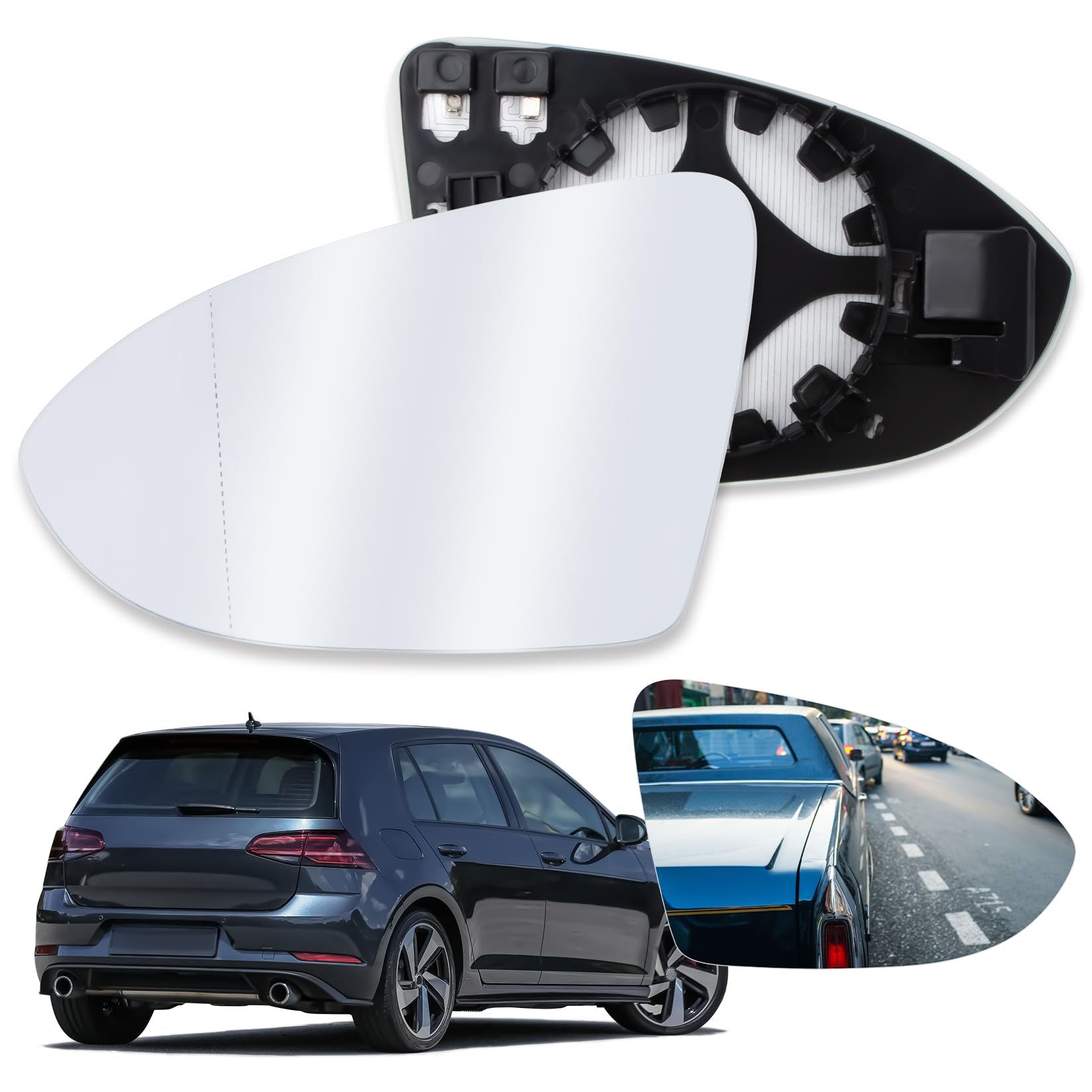 PSLER für Volkswagen Golf MK7 Spiegelglas für Volkswagen Golf MK7 2013-2020 Elektrisch Beheizte Weiße Türen Plus Spiegelglas Toter Winkel Ersatzteil(Rechte Seite) von psler