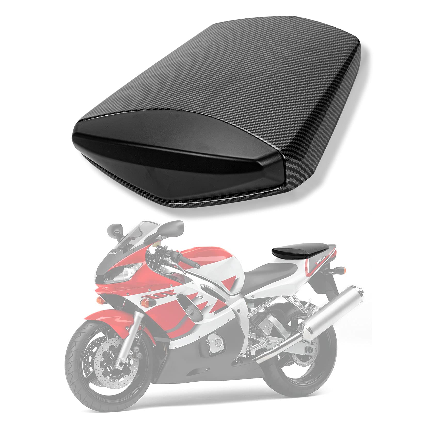 Sitzkappe Rücksitzbezug Verkleidung für Yamaha YZF R6 2003 2004 2005, PSLER Rücksitzabdeckung Soziusabdeckung Heckspoilerschutz Motorradzubehör(Kohle) von psler