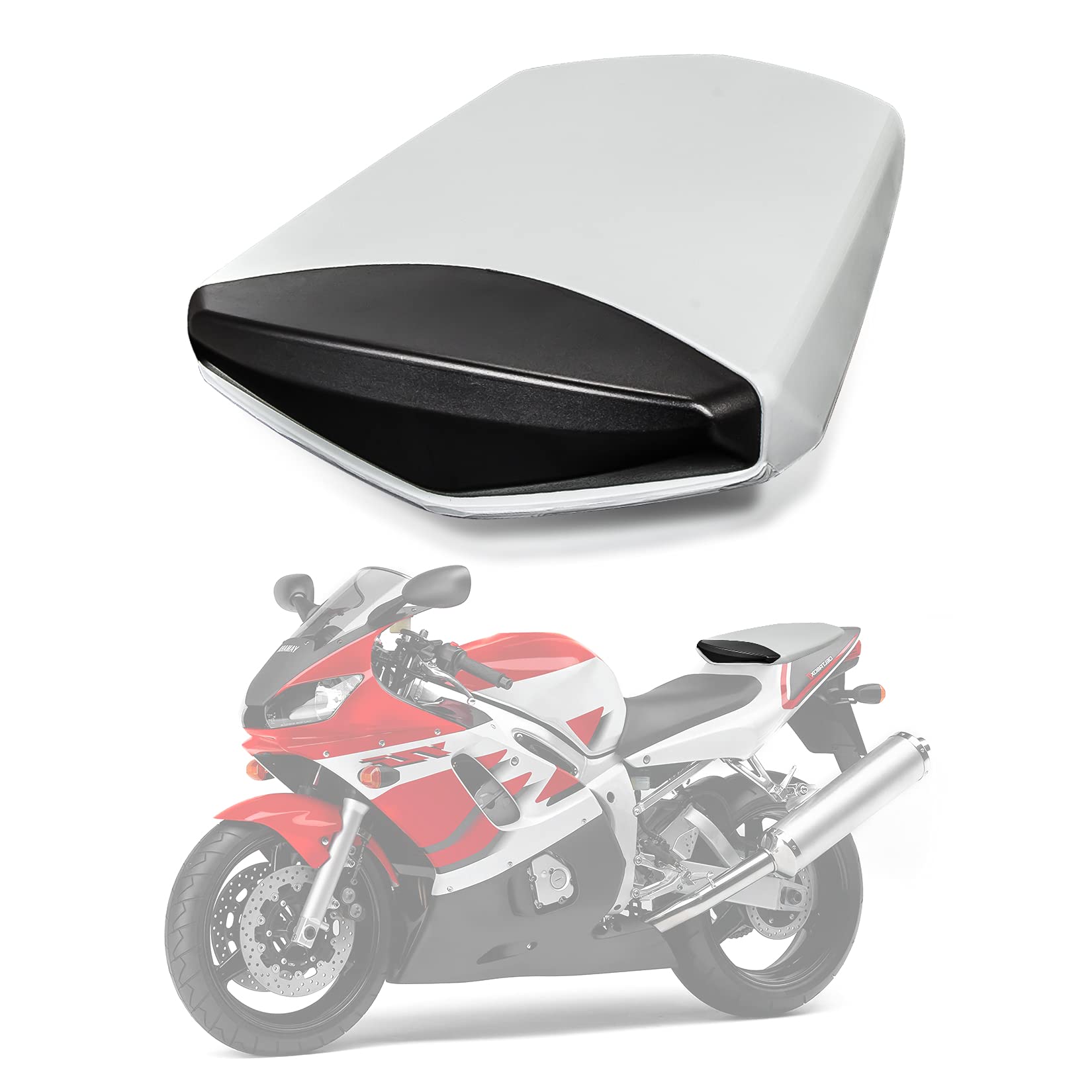 Sitzkappe Rücksitzbezug Verkleidung für Yamaha YZF R6 2003 2004 2005, PSLER Rücksitzabdeckung Soziusabdeckung Heckspoilerschutz Motorradzubehör(Weiß) von psler