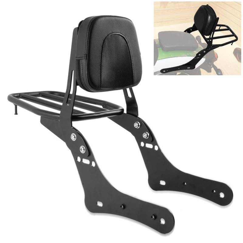 PSLER Motorrad Rückenlehne Sitzpolster mit Gepäckträger für Kawasaki Vulcan S VN650 EN650 S650 2015-2024, Beifahrer-Rückenlehne Sissy Bar mit Gepäckträger Ablage Motorrad Zubehör von psler