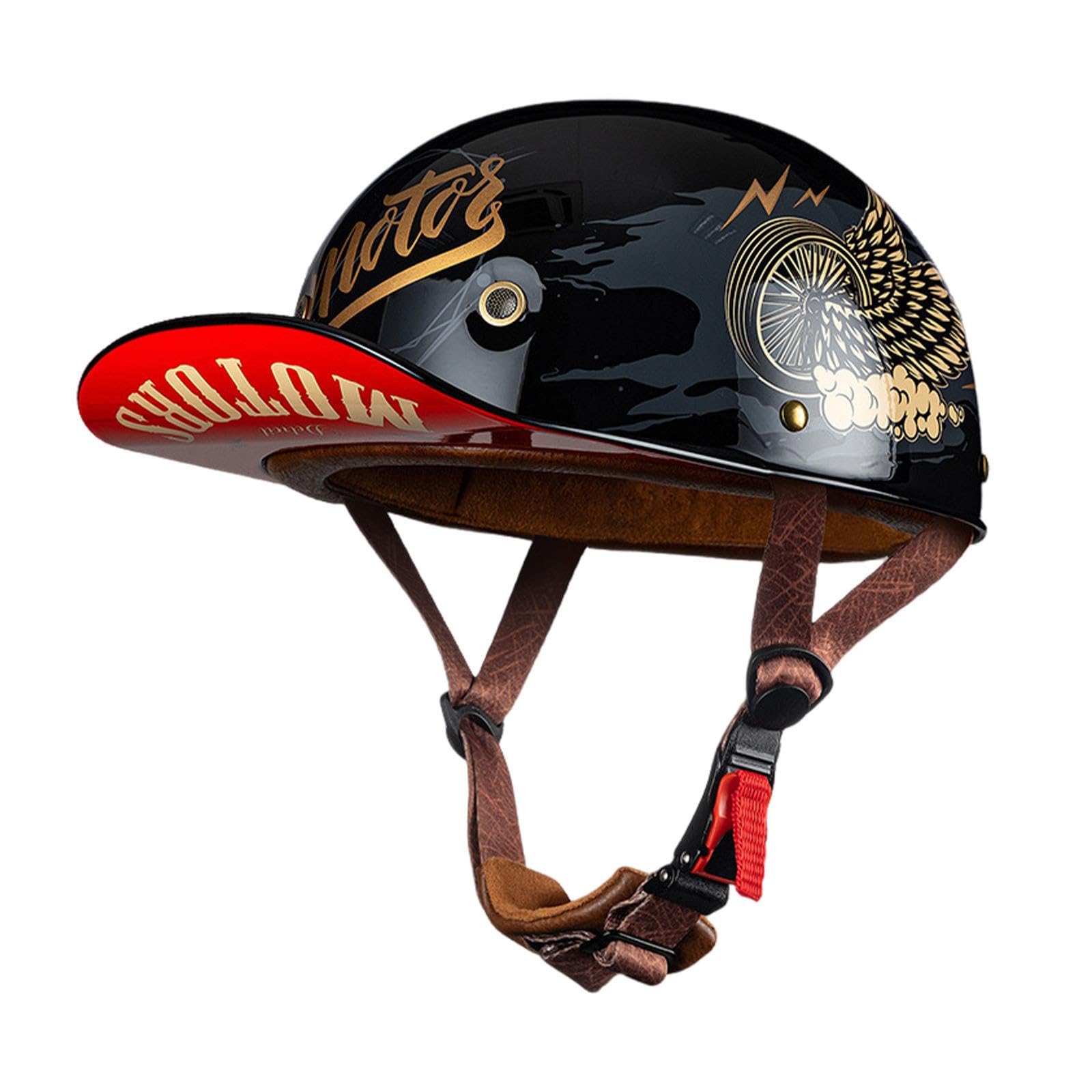 Motorrad Halbschalen | Roller Helm Herren Baseballmütze Halbschalenhelm | Halbschalenhelm Mit Ece Zulassung | Cruiser Chopper Scooter Helm Für Bike Cruiser Chopper Moped Scooter von puzzlegame