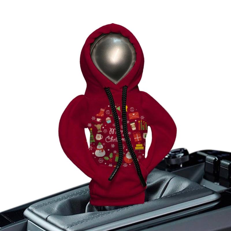 puzzlegame Schaltknauf-Hoodie, Hoodie-Schaltknauf-Abdeckung - Auto-Shifter-Stick-Schutz-Dekoration - Kapuzenpullover mit Weihnachtsdruck für Auto-Schalthebel, niedliche Gadgets für den Autoinnenraum, von puzzlegame