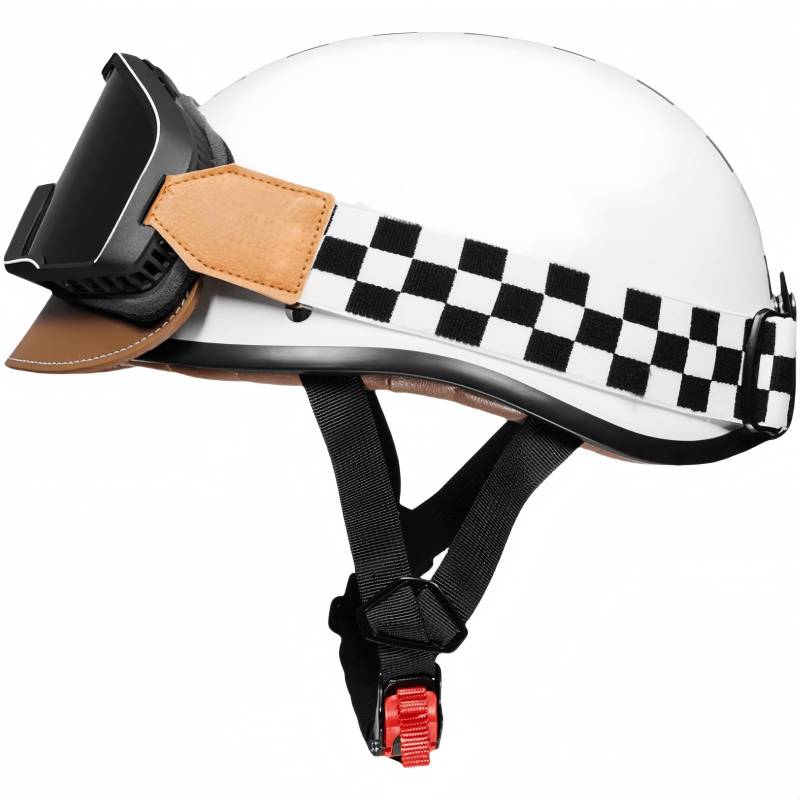 Halber Motorradhelm, Retro-Motorradhelm, ECE-Zugelassener Retro-Jet-Helm Für Damen Und Herren, Moped, Motorrad, Helikopter(B,S55-56cm) von pykaaiiu