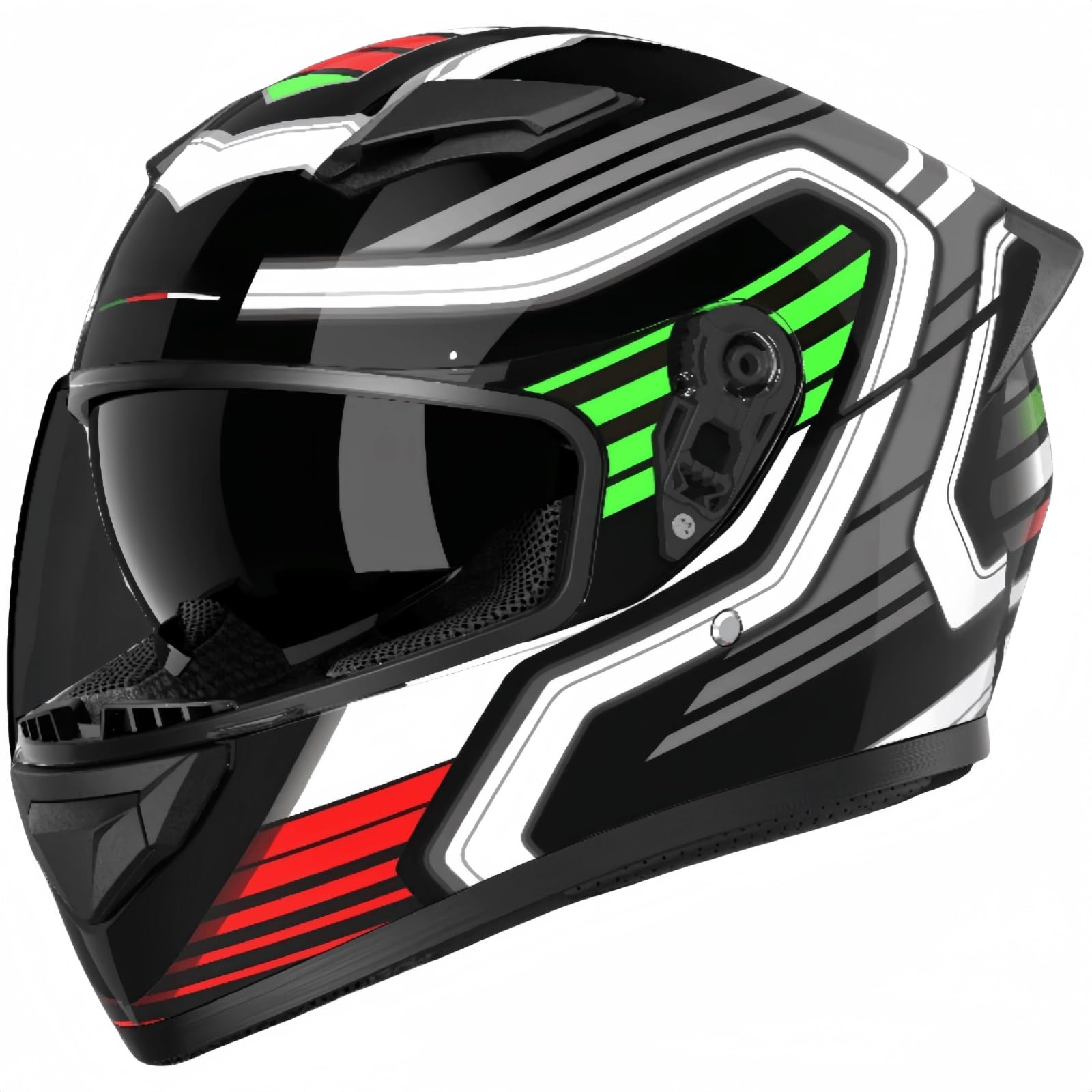 Motorradhelm, Herren-Integralhelm, ECE-Integralhelm mit Schweißableitung, Spoiler, Lüftungsschlitzen, Kratzfeste UV-Brille, Leichter Motorradhelm, 36 x 25 x 24 cm(A) von pykaaiiu