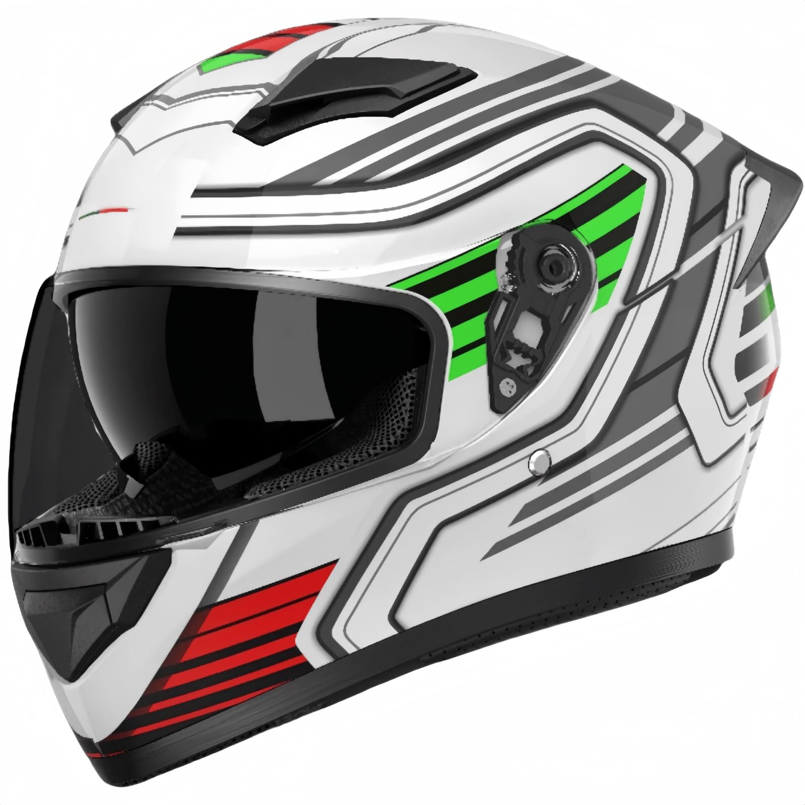 Motorradhelm, Herren-Integralhelm, ECE-Integralhelm mit Schweißableitung, Spoiler, Lüftungsschlitzen, Kratzfeste UV-Brille, Leichter Motorradhelm, 36 x 25 x 24 cm(C) von pykaaiiu