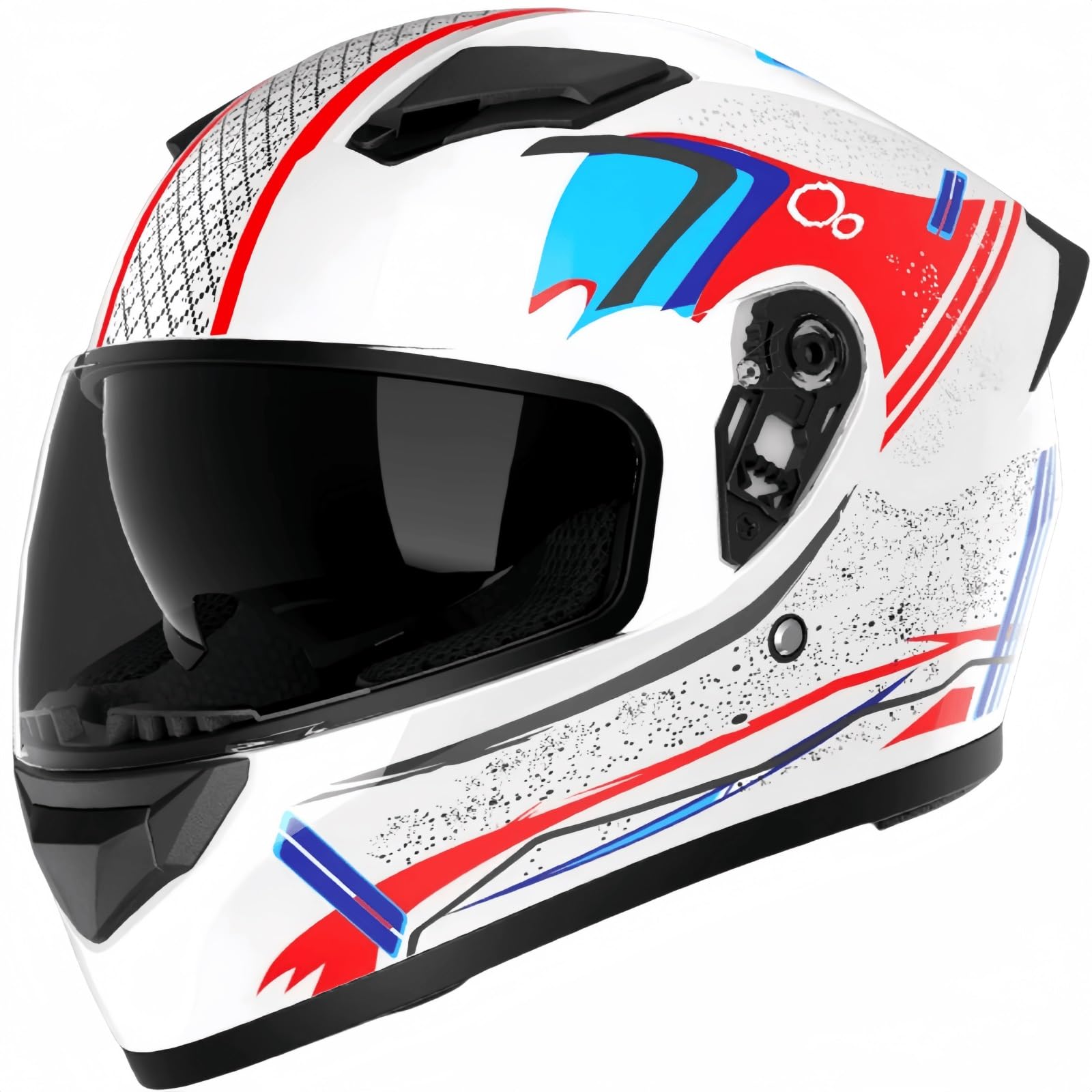 Motorradhelm, Herren-Integralhelm, ECE-Integralhelm mit Schweißableitung, Spoiler, Lüftungsschlitzen, Kratzfeste UV-Brille, Leichter Motorradhelm, 36 x 25 x 24 cm(D) von pykaaiiu