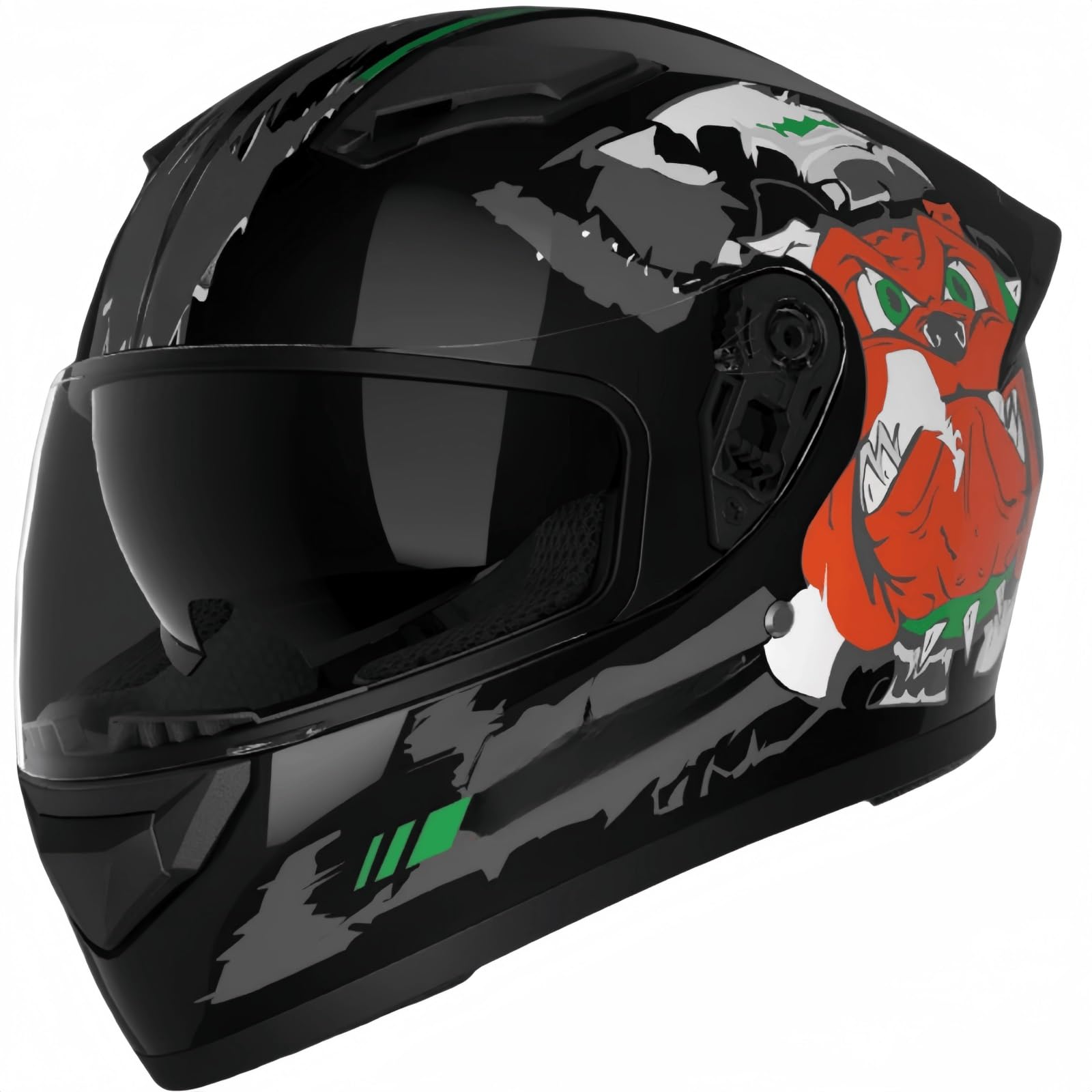 Motorradhelm, Herren-Integralhelm, ECE-Integralhelm mit Schweißableitung, Spoiler, Lüftungsschlitzen, Kratzfeste UV-Brille, Leichter Motorradhelm, 36 x 25 x 24 cm(H) von pykaaiiu