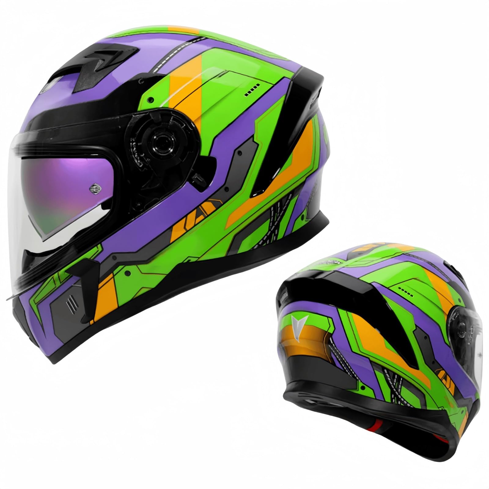 Motorradhelm, Klapphelm, Rollerhelm, Integralhelm mit Visier, Integralhelm, Mopedhelm, Unisex(I,2XL61-62cm) von pykaaiiu