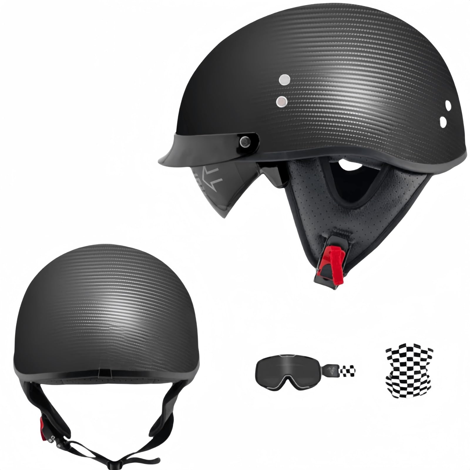 Motorradhelme, offene Helme, Rollerhelme, Modehelme, Jethelme, Motorradhelme mit Schutzbrille, ECE-Zertifiziert, Mopedhelme.(B,2XL61-63cm) von pykaaiiu