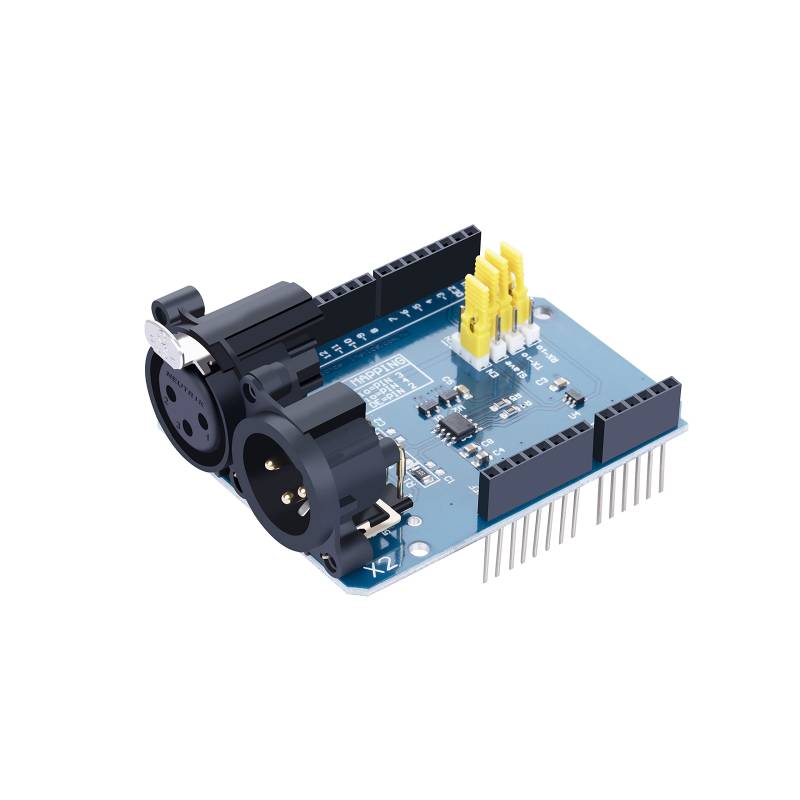 Pzsmocn DMX/RDM Shield for Arduino,The Shield is Populated with NEUTRIK XLR 3pin Connectors,Device into DMX512 Network,MAX485 Chipset,Can be Used as DMX-Master, Slave and as RDM-Transponder. von pzsmocn