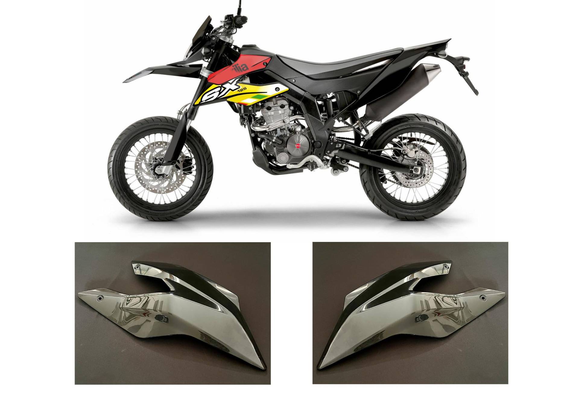 Plastik Verkleidung Spoiler schwarz mit oder ohne race-styles Dekor Aufkleber passend für Aprilia SX 125 2018 bis 2024 (Tankverkleidung rechts schwarz) von race-styles