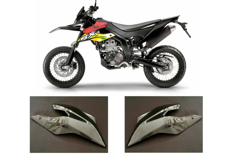 Plastik Verkleidung Spoiler schwarz mit oder ohne race-styles Dekor Aufkleber passend für Aprilia SX 125 2018 bis 2024 (Tankverkleidung rechts und Links schwarz) von race-styles