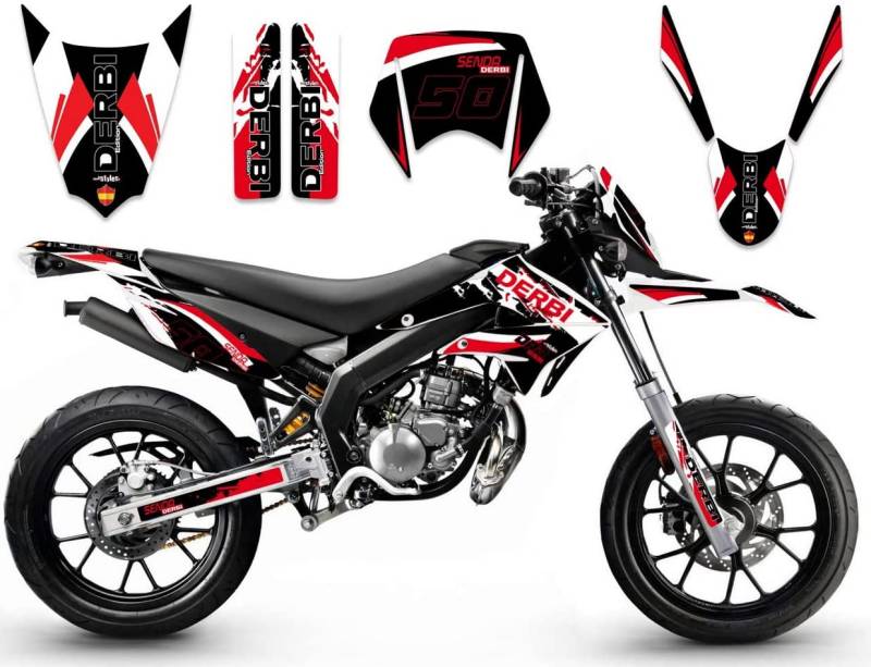 RED Dekor Aufkleber kompatibel mit DERBI Senda DRD Extreme 50 2010 von race-styles