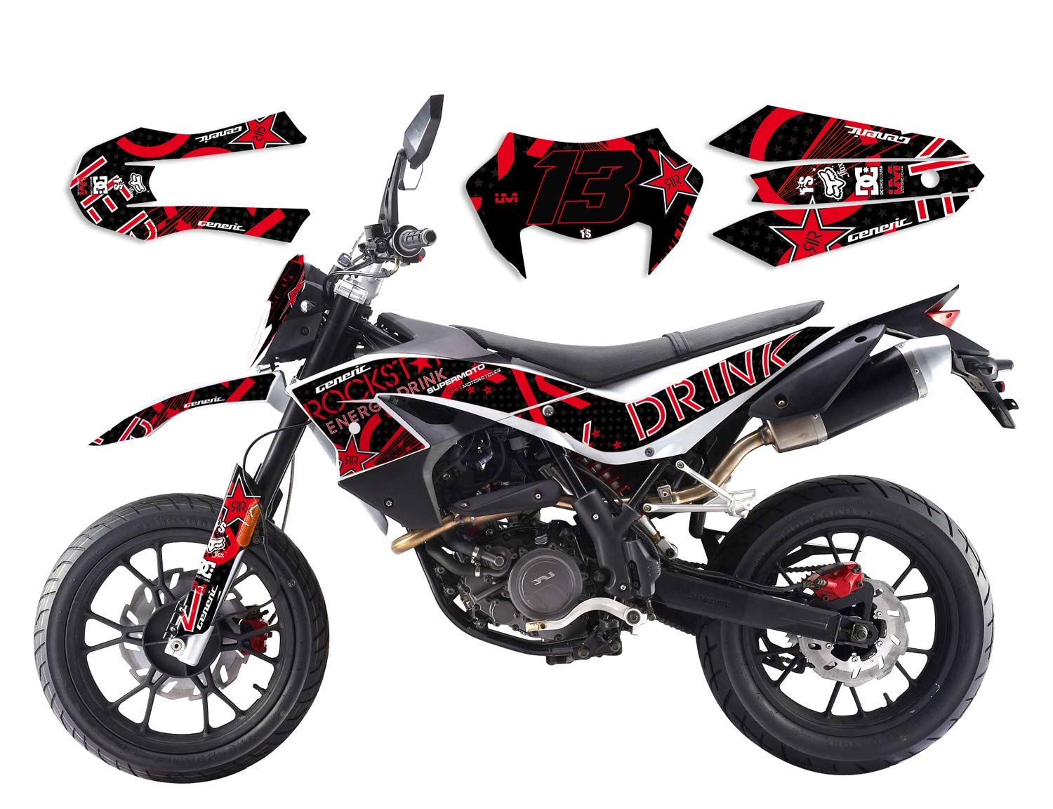 RED race-styles Aufkleber kompatibel mit KSR Moto Generic TR 125 Supermoto Graphics DEKOR von race-styles